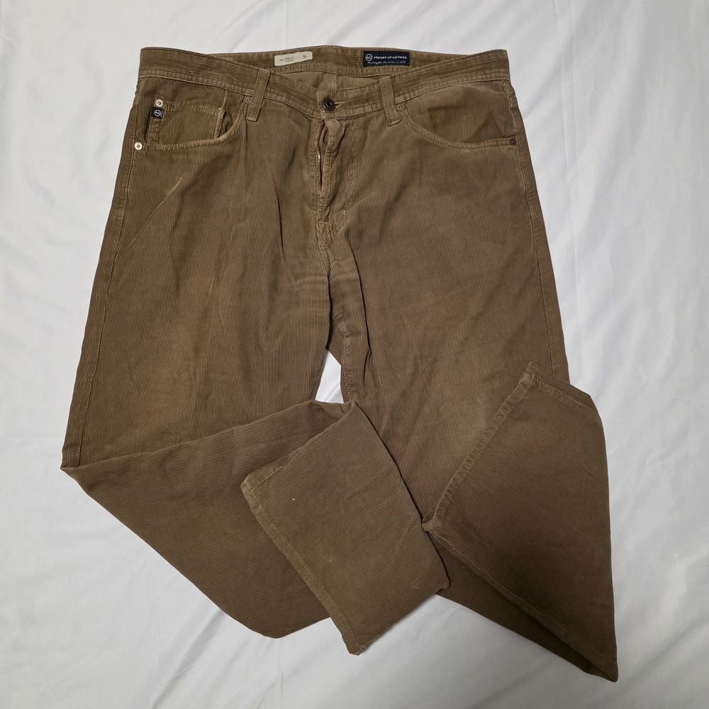 Ag Adriano Goldschmied Tan Corduroy Pants The Hero Relaxed 36 100% Pima Cotton